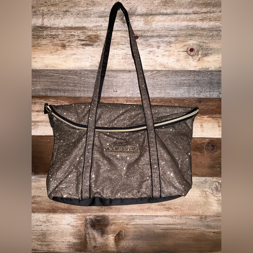 Victoria's Secret Sparkling Tote - Black and Gold